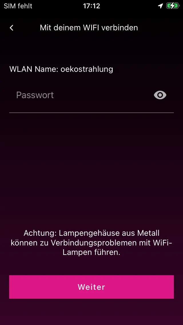 Eingabe des WLAN-Passworts