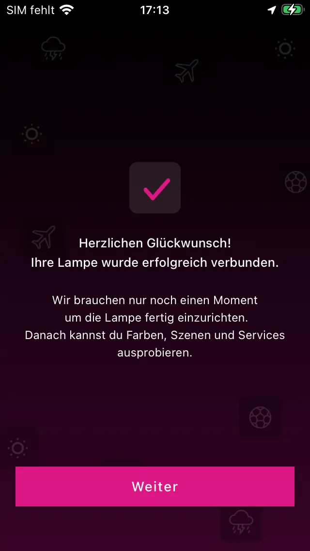 Erfolgsmeldung nach Einbindung