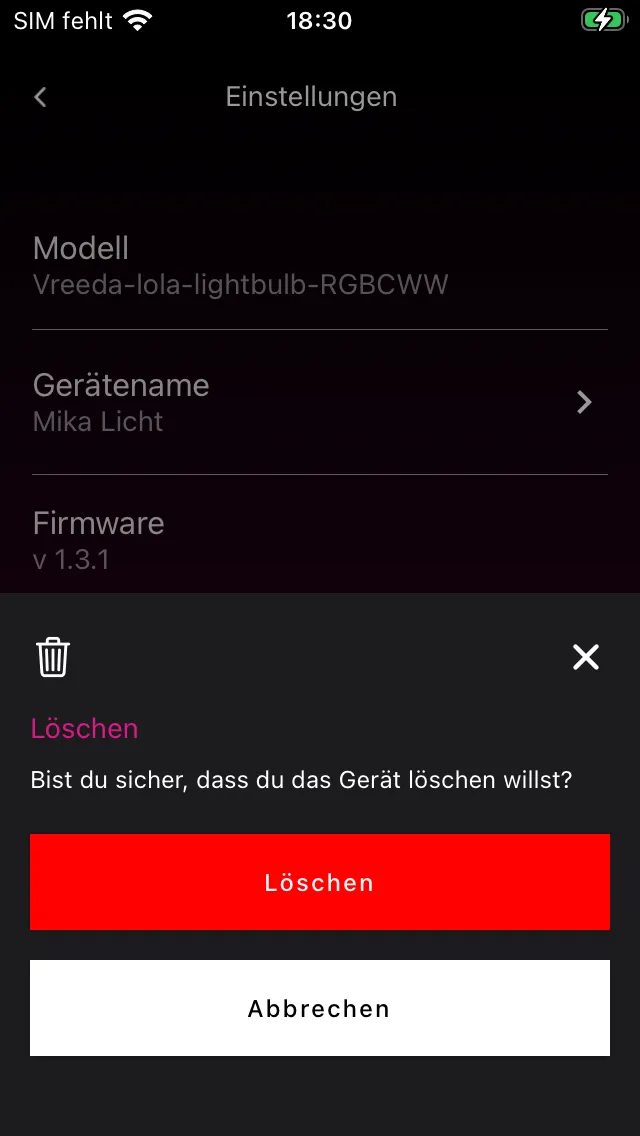Bestätigungs-Dialog zum Löschen