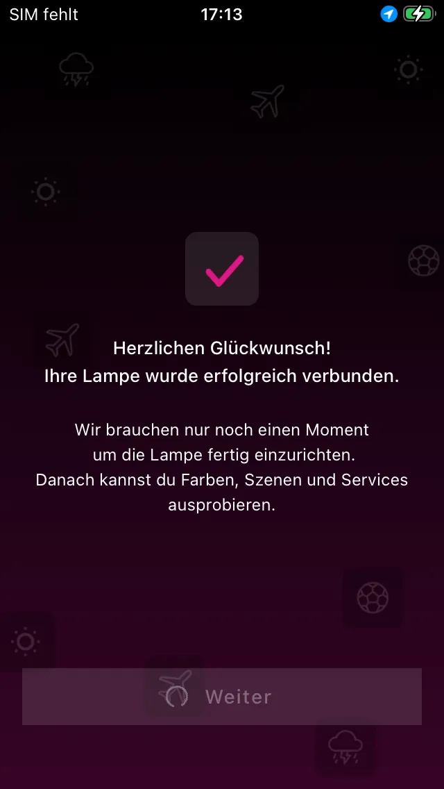 Lampe erfolgreich eingebunden
